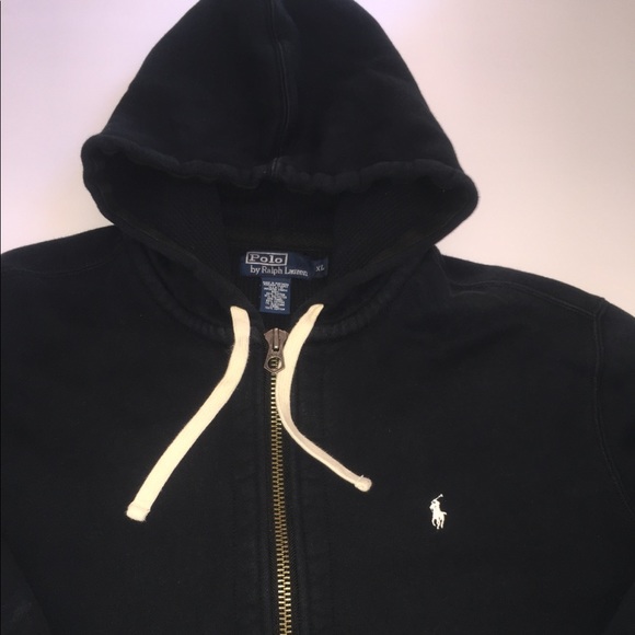 Polo Ralph Lauren Black Vintage Fleece Hoodie Polo Ralph Lauren